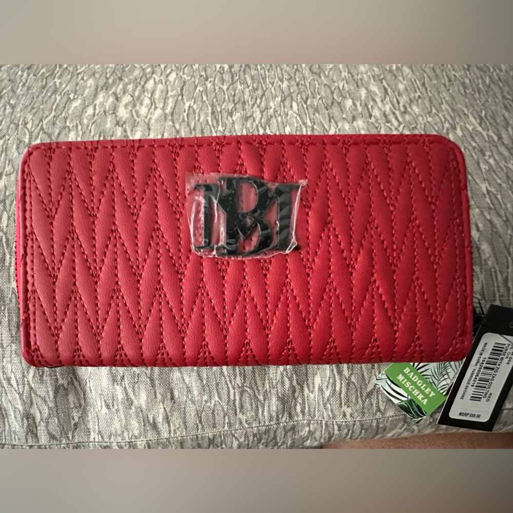 Badgley Mischka Red Quilted Purse with Phone Case